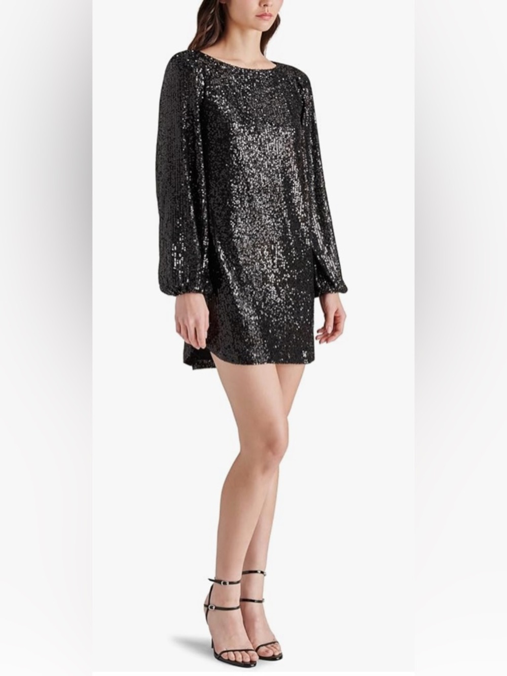 Steve Madden Black Sequin Mini Dress with Balloon Sleeves